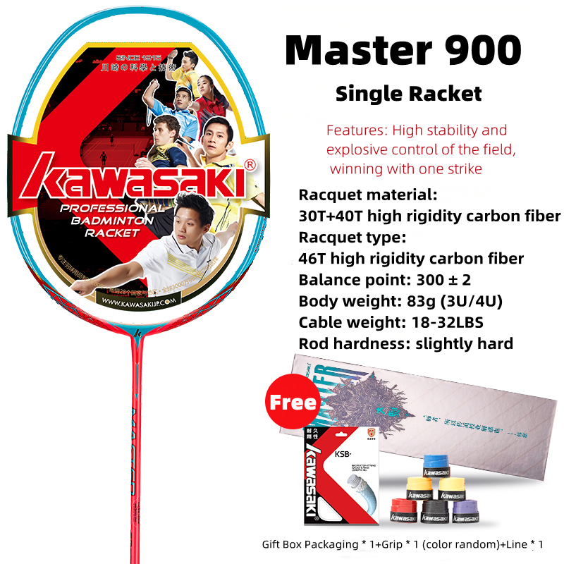 Kawasaki Badminton Racket MASTER 900 46T 1832LBS Full Carbon
