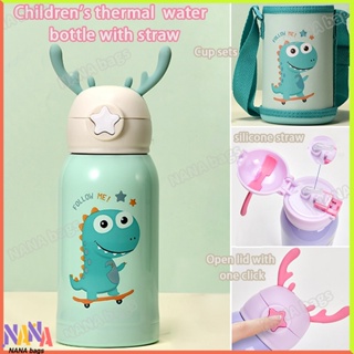 400ML Children Thermos Water Bottle Kids Thermos Mug Baby Duck Billed Straw  316 Stainless Steel Vacuum Flasks Tumbler Thermo Cup Capacity: 400ML,  Color: Blue