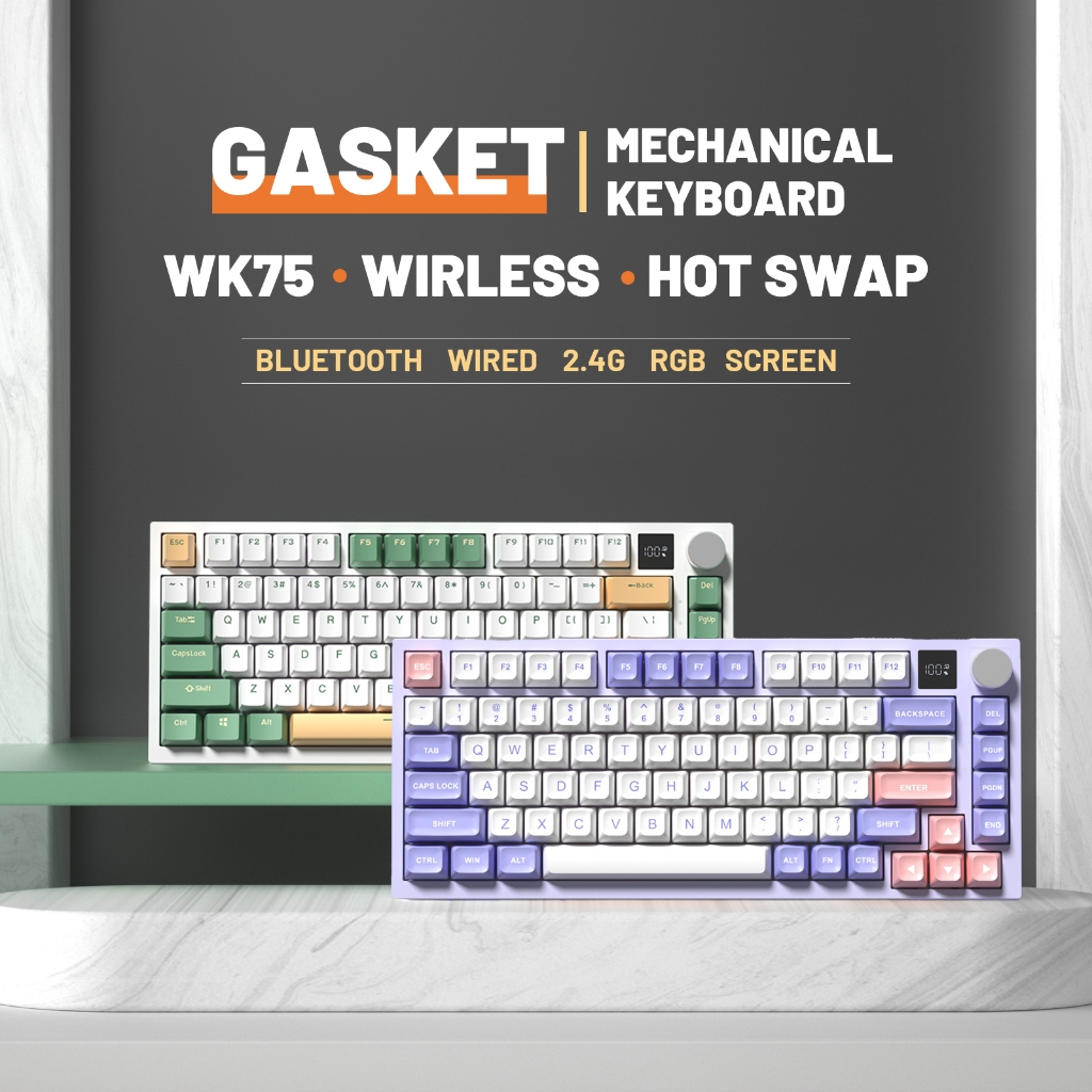 WEIKAV WK75 75 Wireless Mechanical Keyboard With Screen RGB Gasket