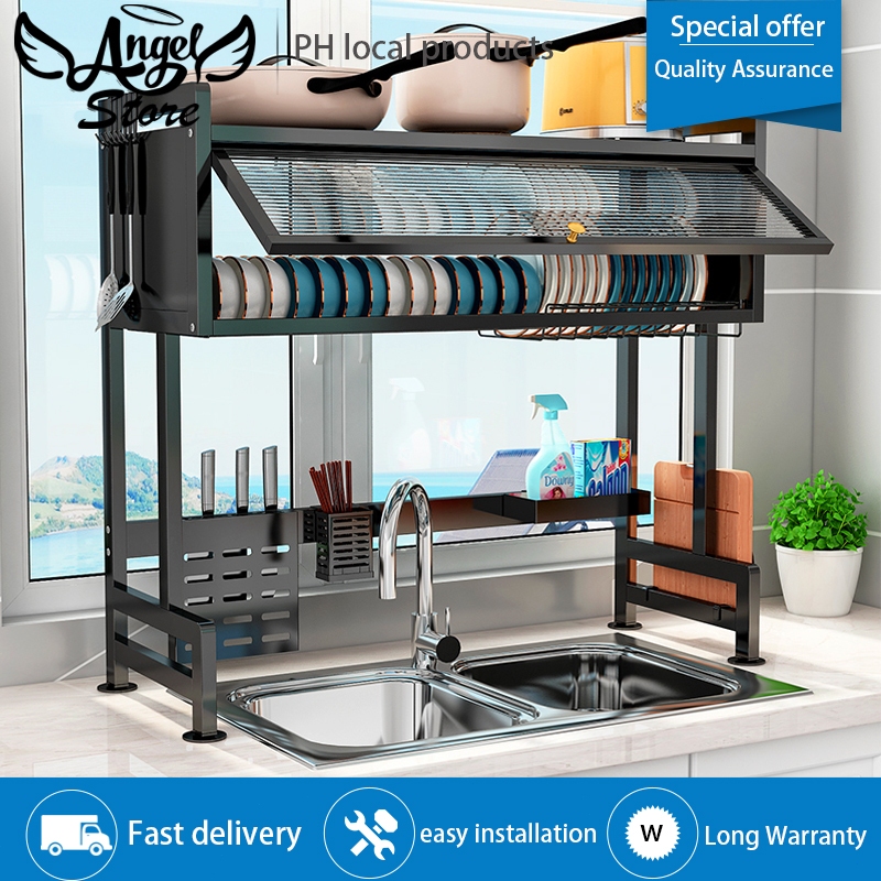 ANGEL Dish Rack With Cover Dish Dish Drainer Dish Drying Rack Plate Storage Kitchen