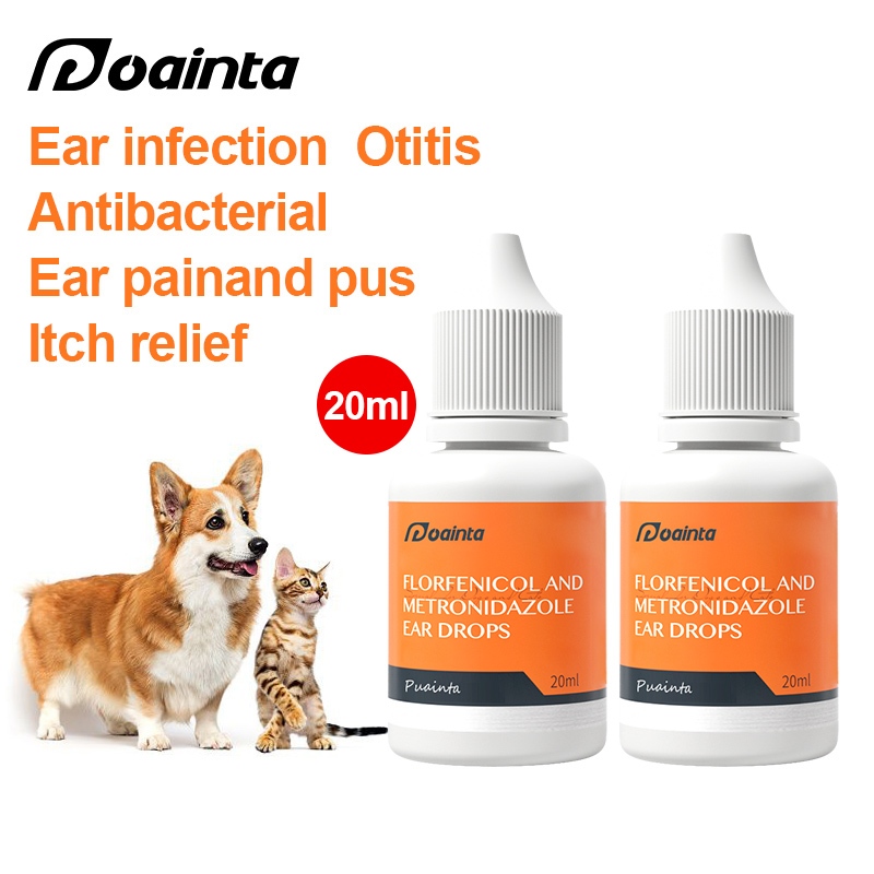 PUAINTA Pets Cat Dog Ear Drops for Infection Otitis Earmites Remover
