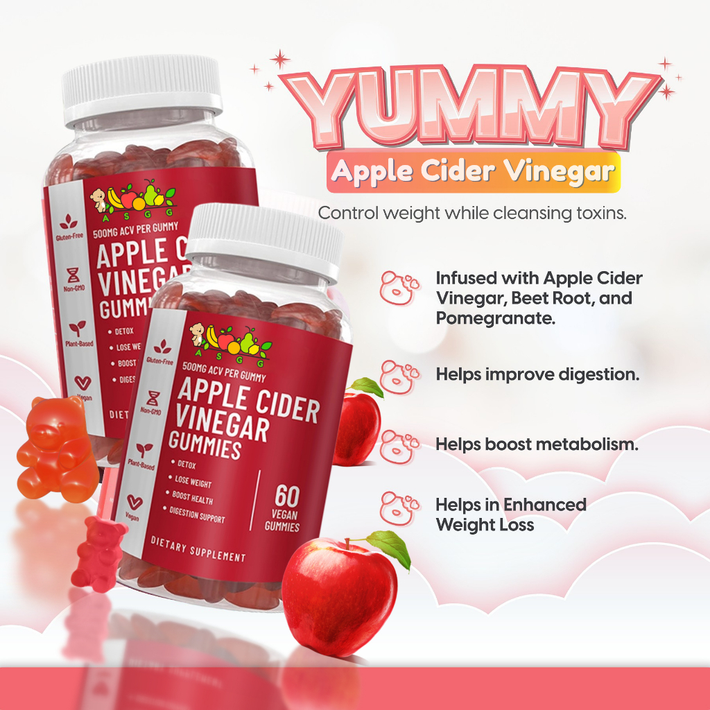 Asgg Glutathione Collagen Glow Gummies Apple Cider Vinegar Gummies Slimming Glutagen C Health