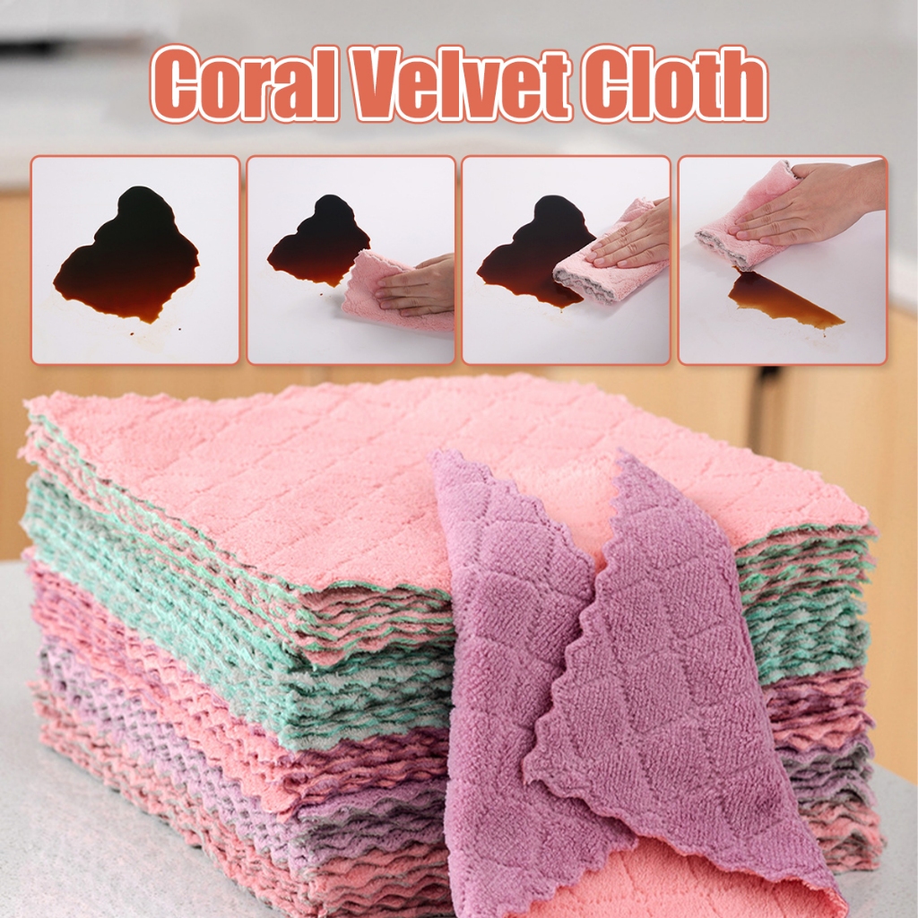 1 Pack Kitchen Towels, Microfiber Dish Towels, Super Absorbent Coral Velvet  Towels, Premium Cleaning Cloths, Non-Stick Oil Quick Dry Towels, Soft Tea