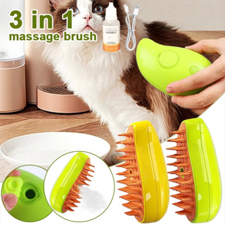 Steamy Cat Brush, Cat Steam Brush, 3 In1 Cat Steamy Brush, Steam Cat Brush,  Self Cleaning Steam Cat Brush (Green*2)