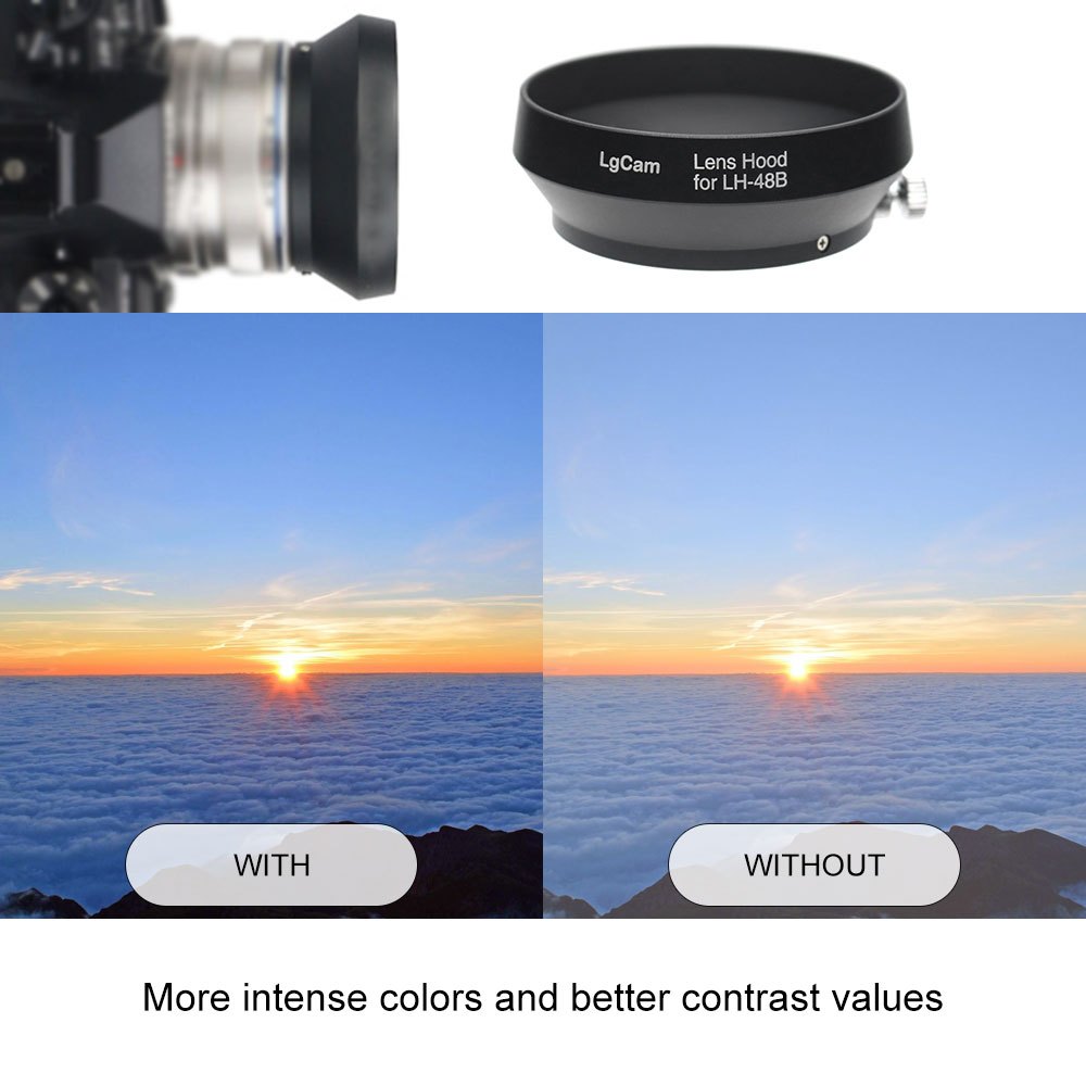 JJC Objektivsonnenblende LH-48B Rund, Schwarz – Für Olympus Kameras