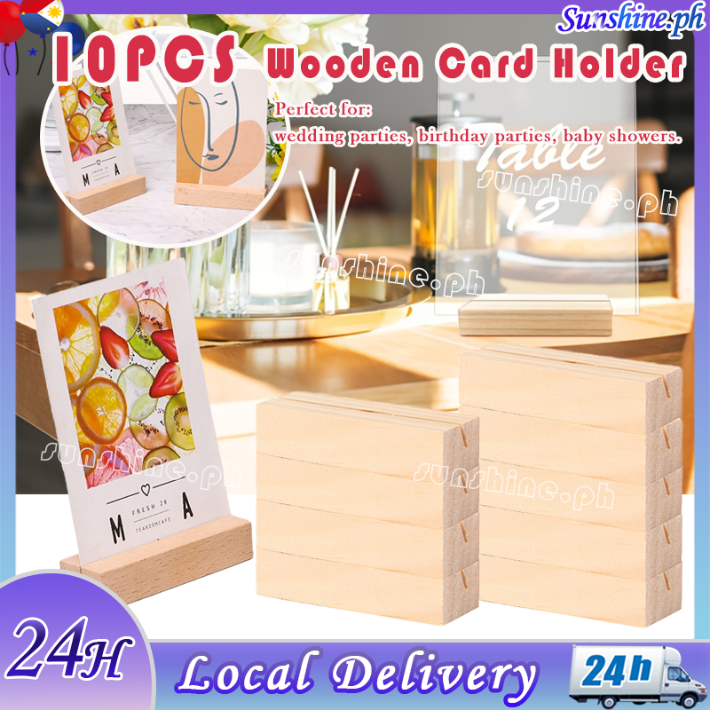 10Pcs Card Holder Wooden Nonslip Table Number Holder Rustic Desktop