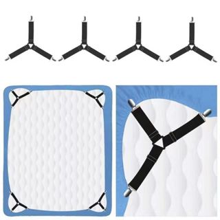 Global Bargains Bed Sheet Holder Grippers Straps Suspenders Elastic Fasteners Garter 4 Pcs