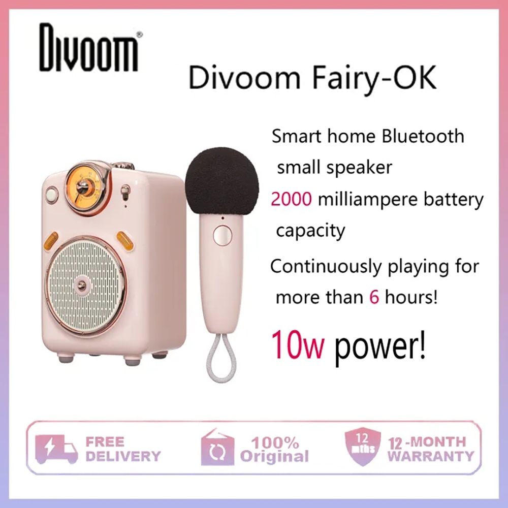 Divoom FairyOK Portable Bluetooth Speaker with Microphone Karaoke