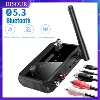 Bluetooth 5.0 Transmitter Receiver,Bluetooth Transmitter for TV,DISOUR with  LCD Display 3-in-1 3.5MM AUX Jack Stereo USB Adapter Wireless Dongle for