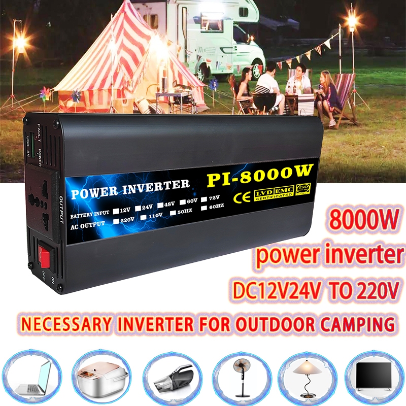 Power Inverter Dc 12v24v To Ac 220v 8000w5000w 3000w Sine Wave Solar Converter Household Car 2436