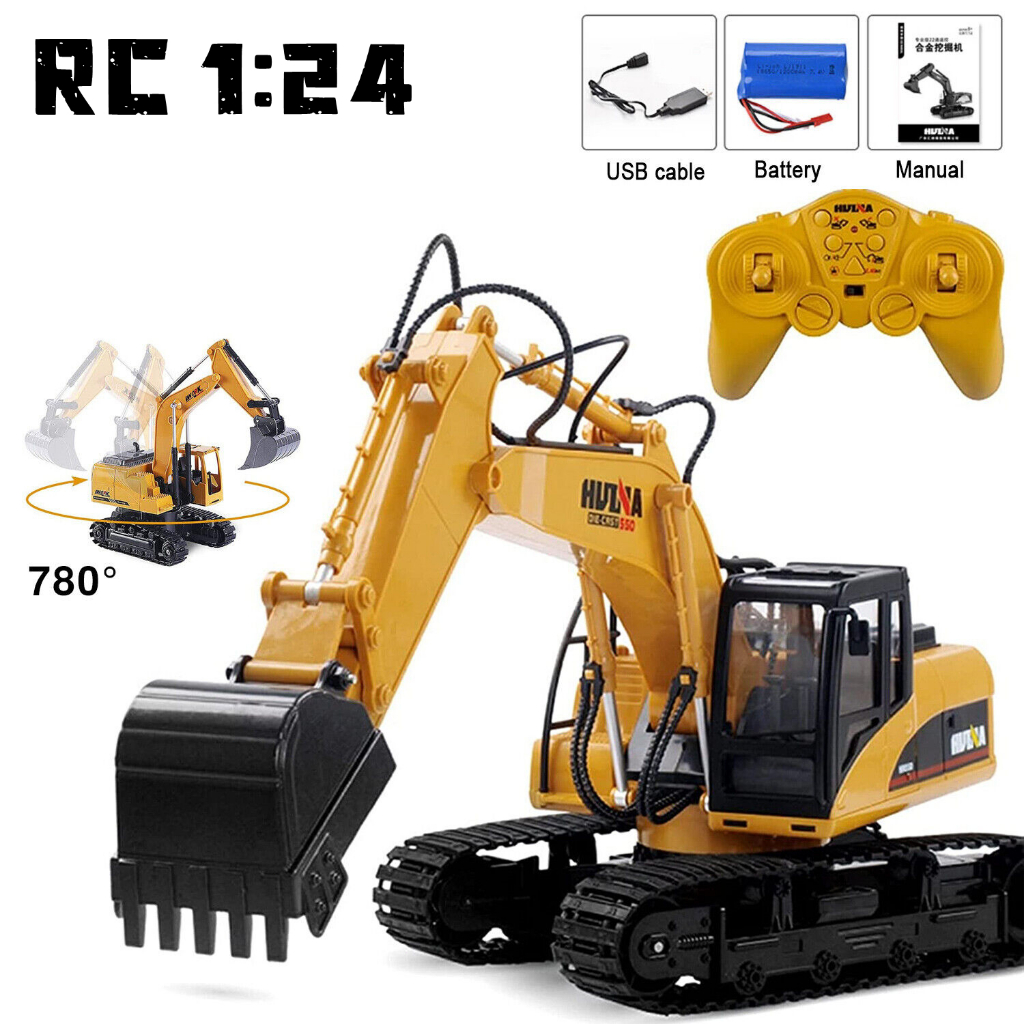 Alloy Remote Control Excavator 1:24 Rechargeable Rc Engineering Car ...