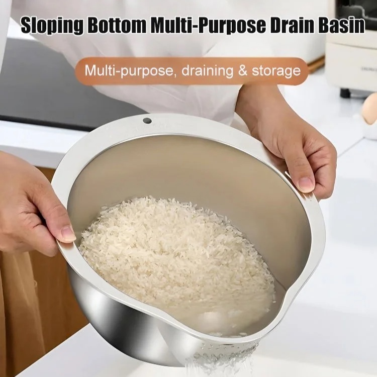 Drainer Multi-Use Slanted Bottom Fruit Pot Drainage Wash Basin | Shopee ...