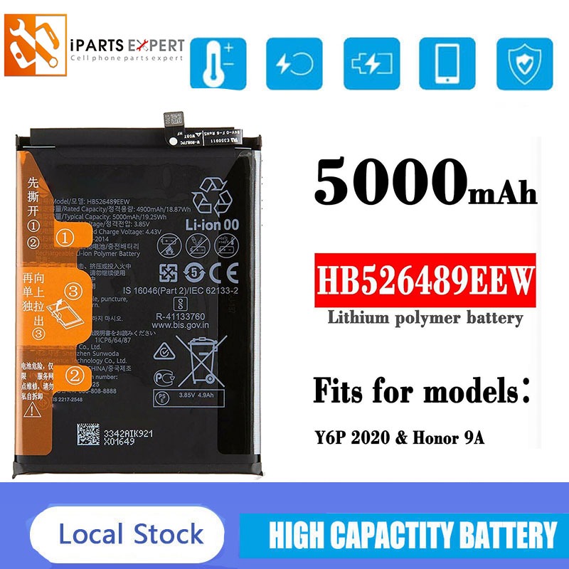 IPARTSEXPERT Original 5000mah HB526489EEW Phone Battery For Huawei Y6p ...