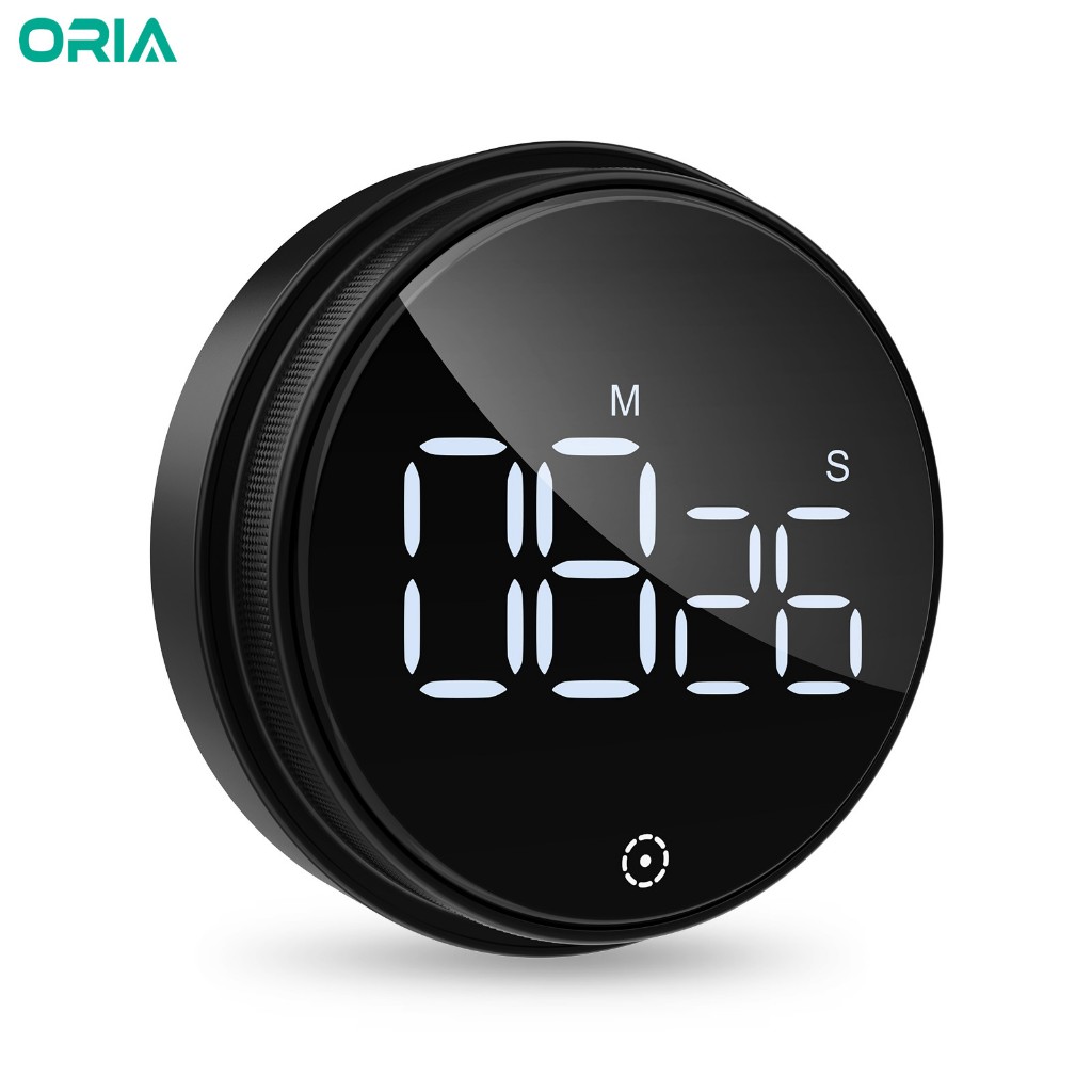 ORIA Timer Da Cucina Digitale Visivo Ricaricabile - Conto Alla Rovescia Con Manopola, Allarme Regolabile (Bianco)