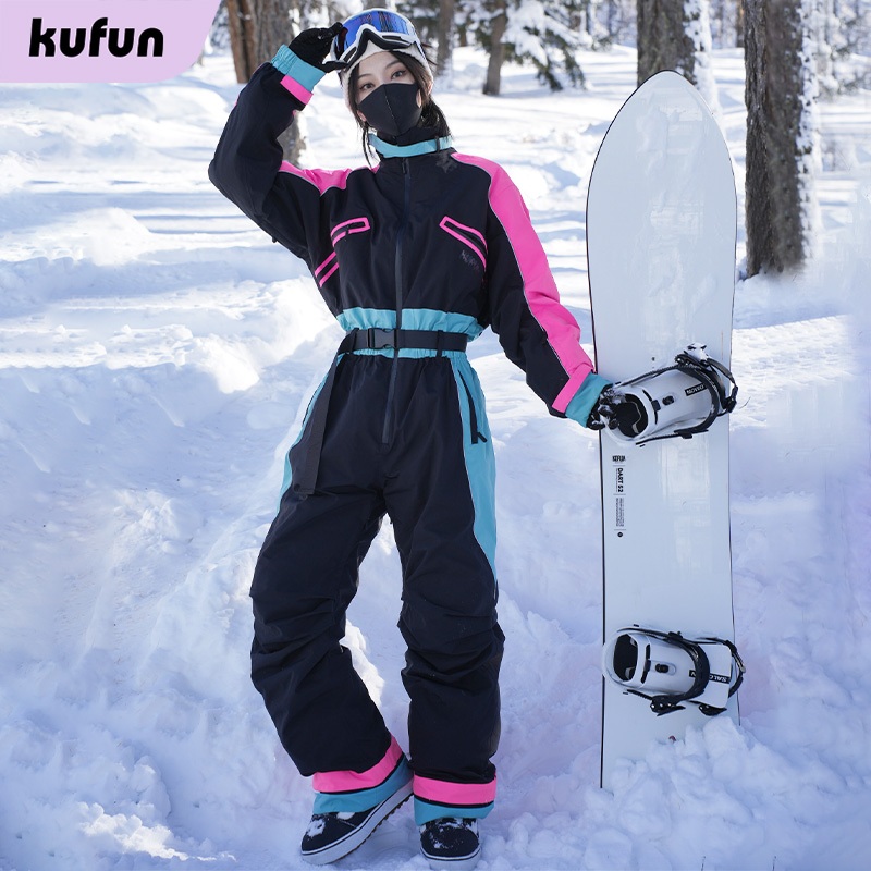 KUFUN One-piece Ski Suit for Women and Men, New Professional Winter Single  Board Double Board Waterproof and Warm Snow Suit