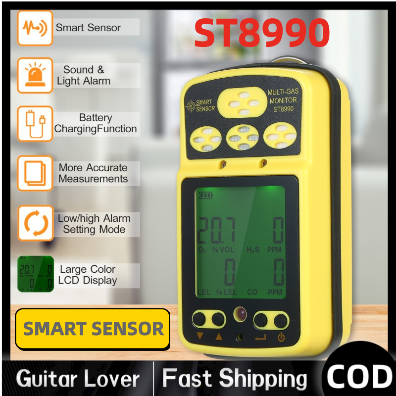 [NEW&COD] SMART SENSOR ST8990 Multi Gas Monitor Rechargeable 4 in 1 O₂ ...