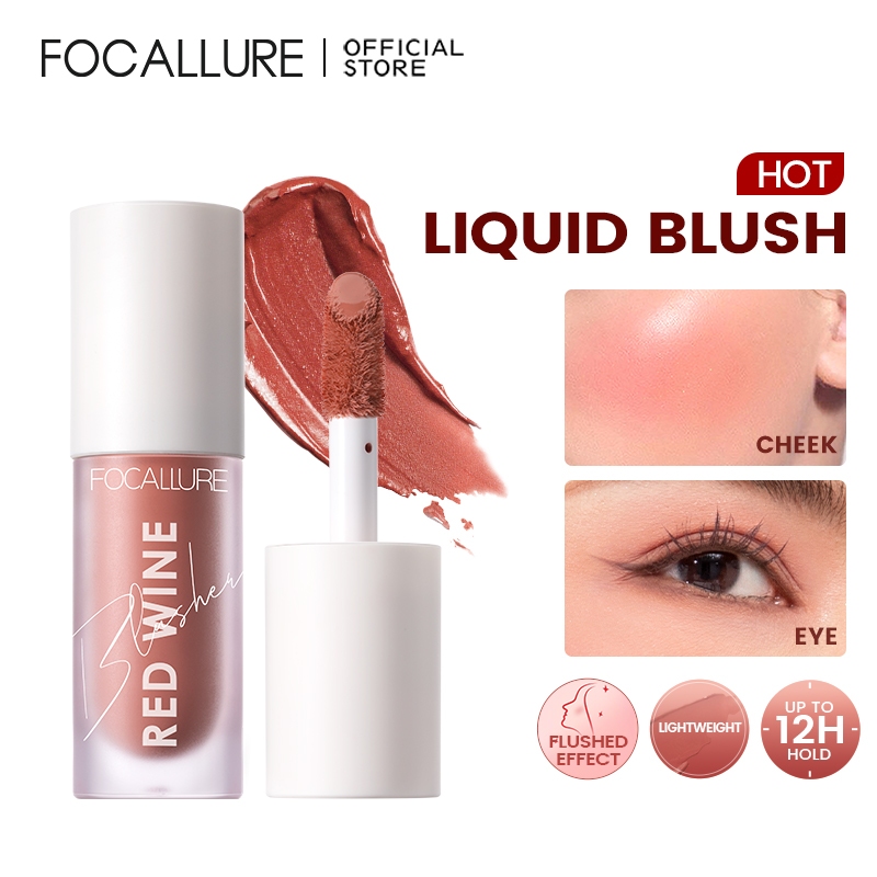 FOCALLURE Liquid Blush Hangover Red Wine Natural Cheek Blusher On Face