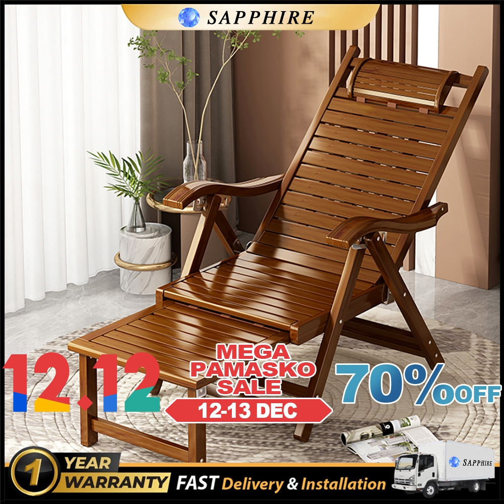 ⚡Shipping from Bulacan⚡ bamboo reclining chair rattan folding chair