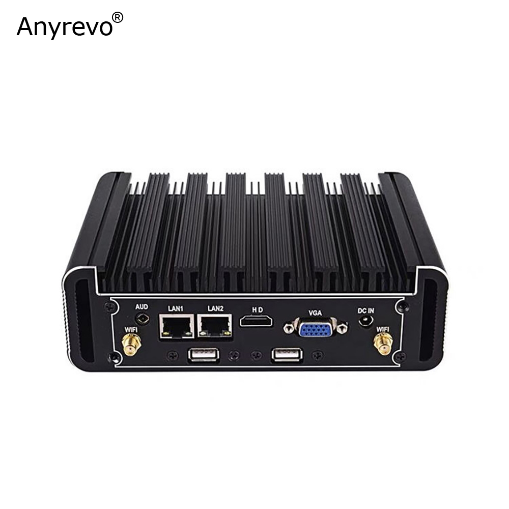 Fanless Mini PC Intel Core i3-5005U Dual Core Computer Dual LAN 2*RS232 ...