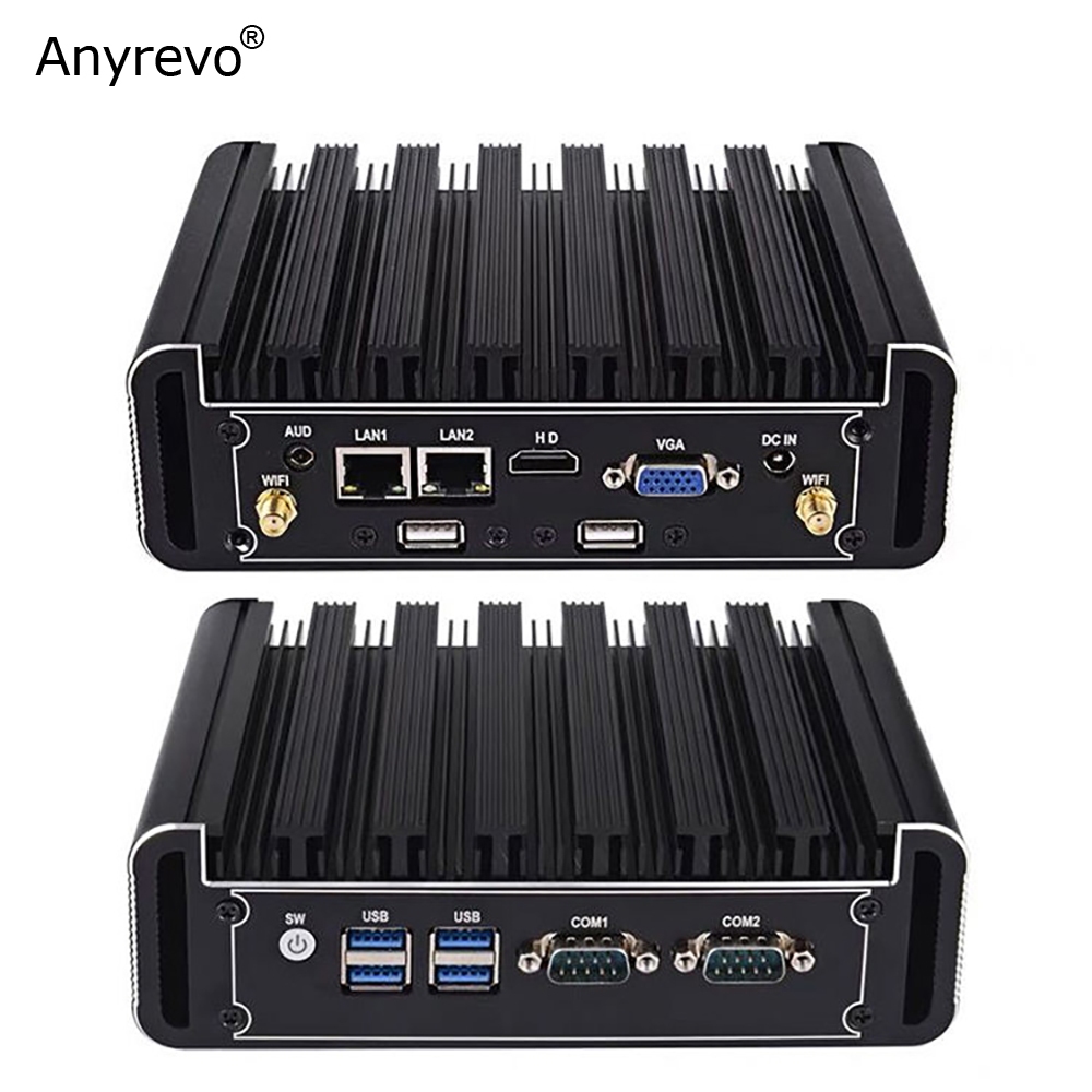 Fanless Mini PC Intel Core i3-5005U Dual Core Computer Dual LAN 2*RS232 ...