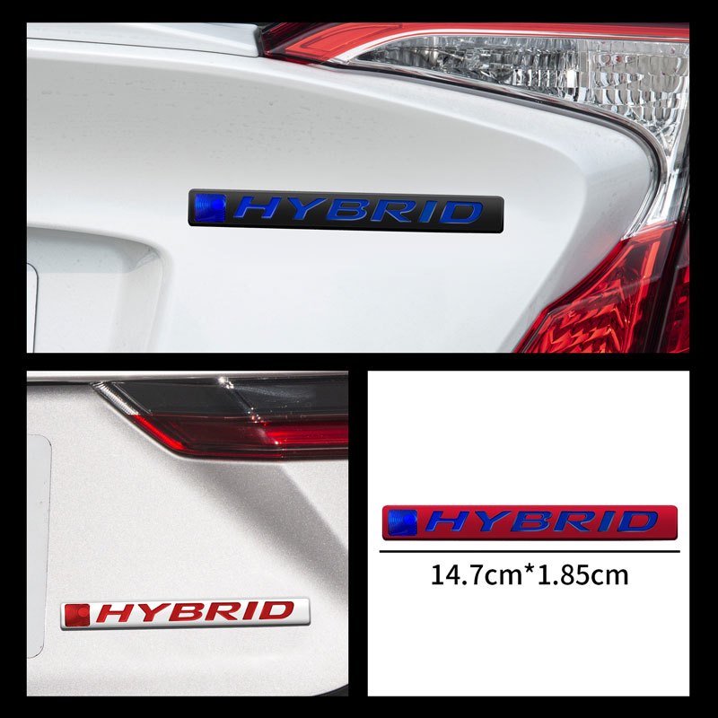3D Metal Car Side Emblem Sticker Rear Trunk Badge Hybrid Logo Decal For