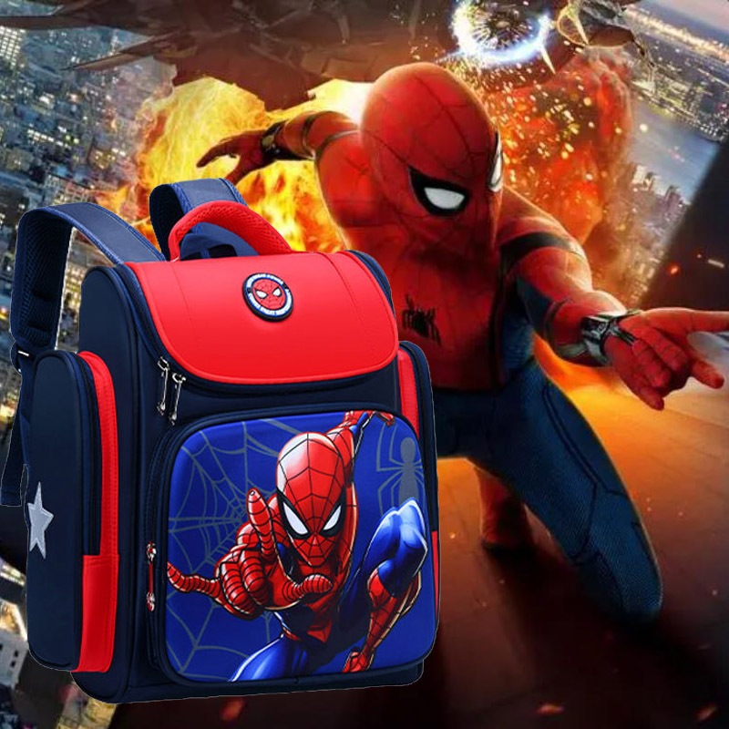 Marvel Avengers Anime backpack child 1-5 grade cartoon spider man backpack  school bag for kids boy LiuBei