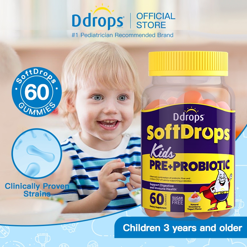 Ddrops Softdrops Kids Pre+Probiotic-Bone And Immune Health Vegan Gummy ...