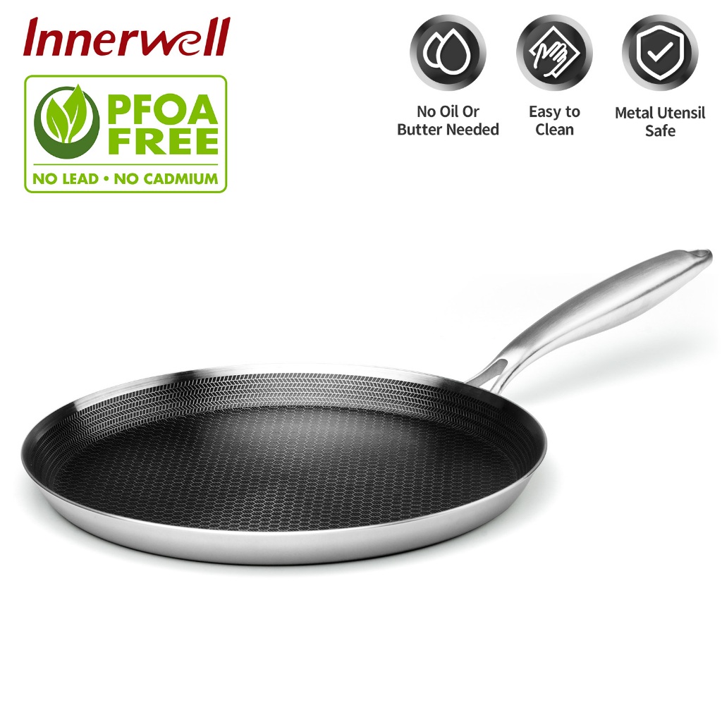 Innerwell Non-Stick Crepe pan Grill/Griddle pan 28CM 430 Stainless ...