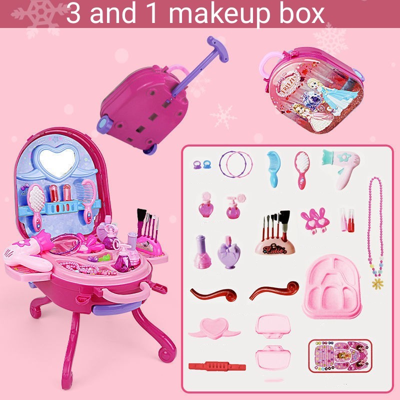 3In1 Princess Makeup Dresser Toy Set Girl Princess Makeup Suitcase