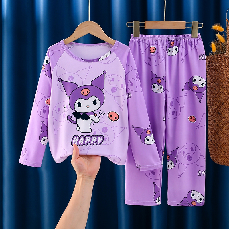 Kids Girls Pajamas Set Cute Kuromi Cinnamonroll Children Nightgown ...