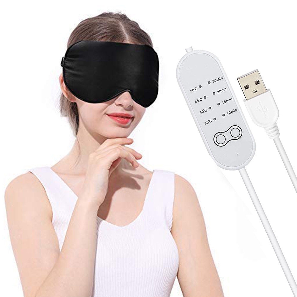 USB Heated Eye Mask Reusable USB Silk Steaming Eye Mask Eye Massager ...