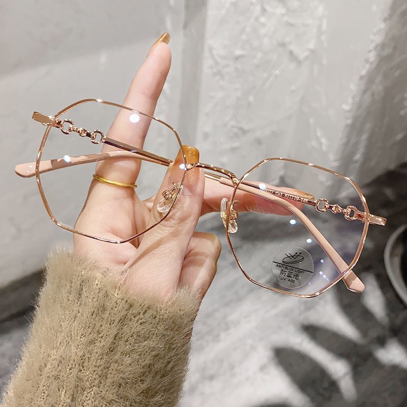 Korean Version Anti Blue Light Polygonal Metal Men's And Women's