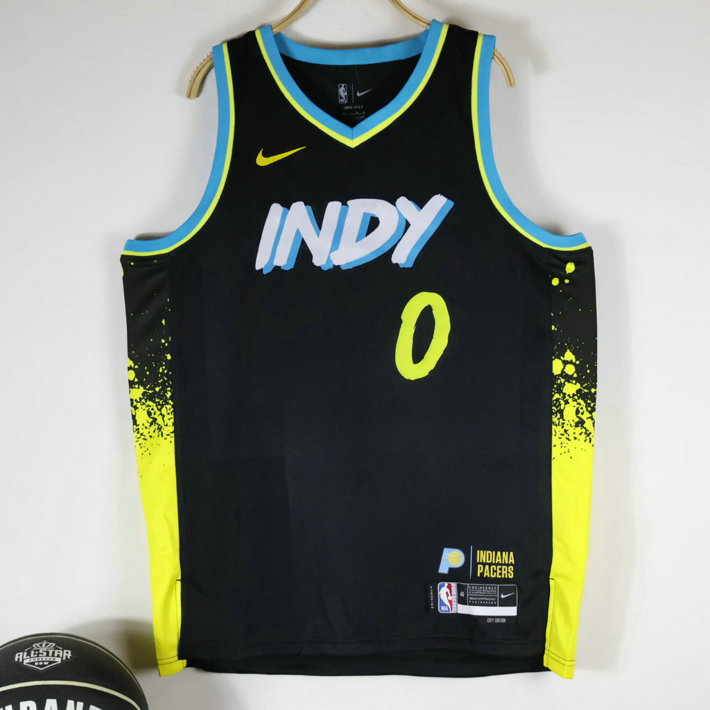 【High Quality】Men's New Original Indiana Pacers 0 Tyrese Haliburton