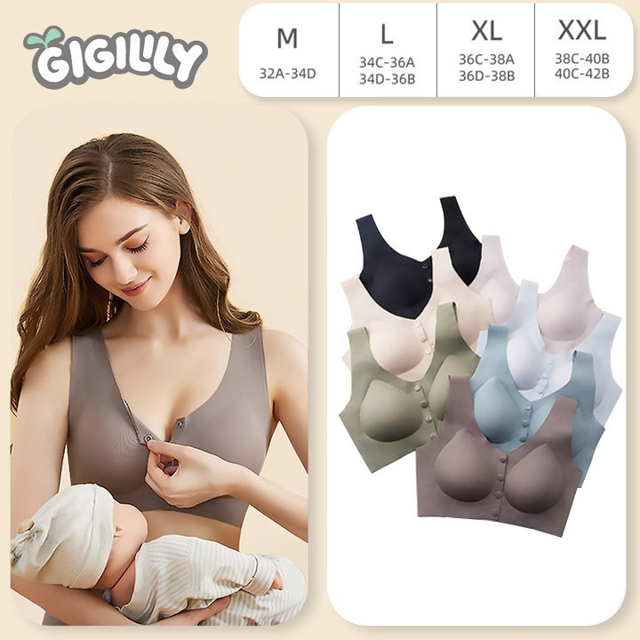 Gigilily Nursing Bra Maternity Breastfeeding Bra Push up Cotton Breathable  Seamless Pregnancy Women Underwear