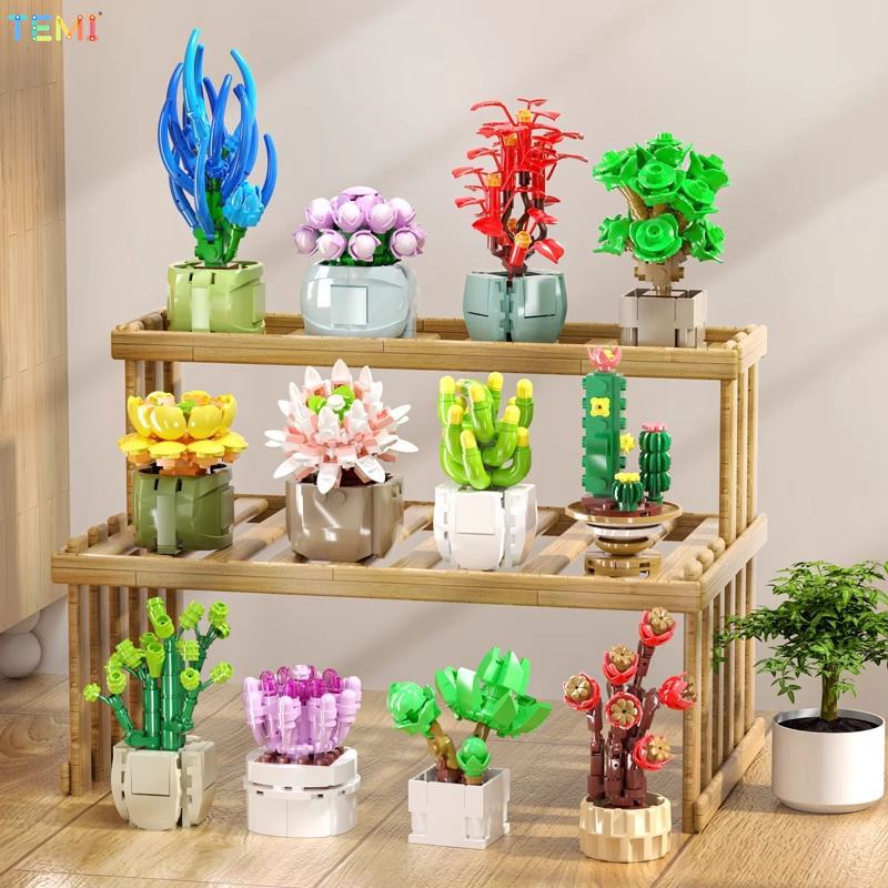 TEMI Mini Block Little Bonsai Series Flower Succulent Plant Sakura Tree ...