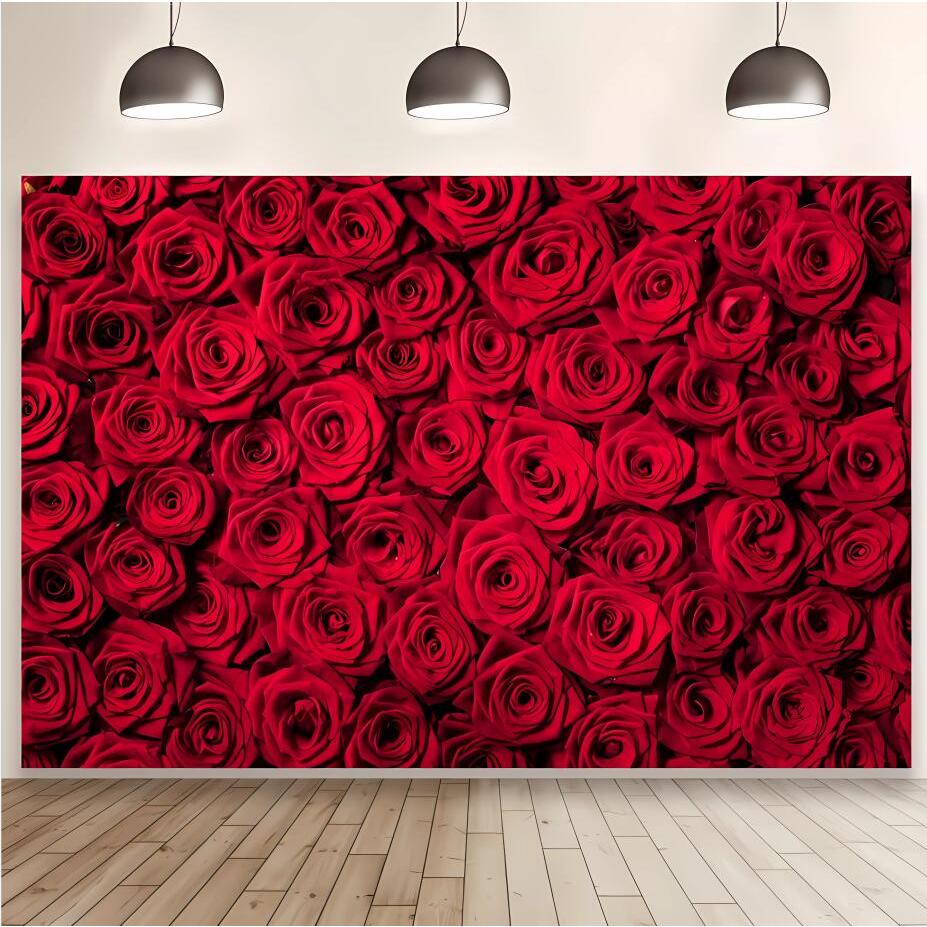 7x5ft Red Rose Backdrop Flowers Rose Wall Background Valentines Day