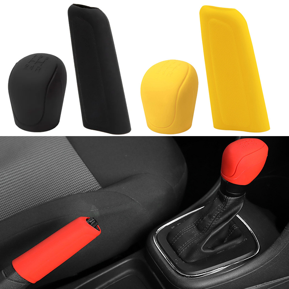 Universal 1 Set Silicone Car Gear Head Shift Knob Cover Car Handbrake