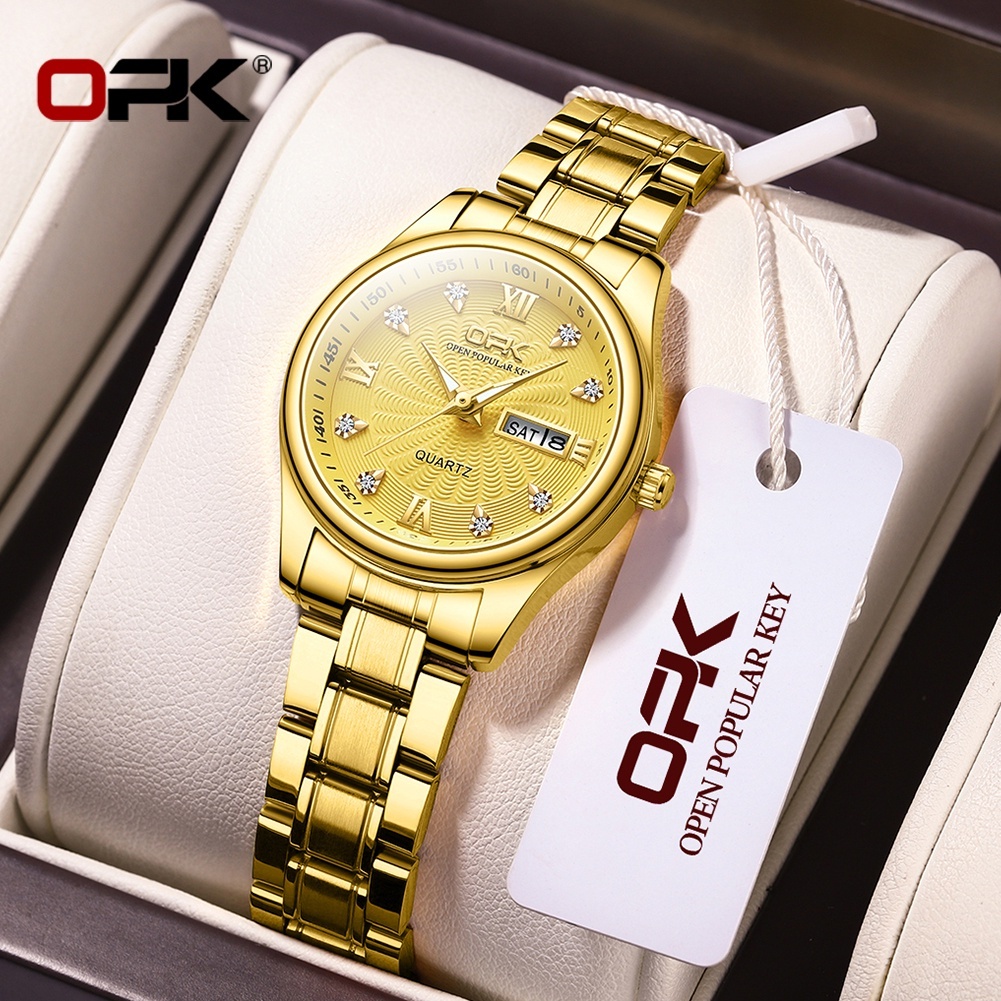 OPK Watch For Woman Elegant Waterproof Women Gold Relo Wrist Casual  Luminous Stainless Steel Original Korean Authentic Womens Watches Quartz