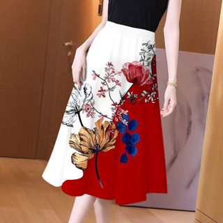 A line red outlet skirt for sale