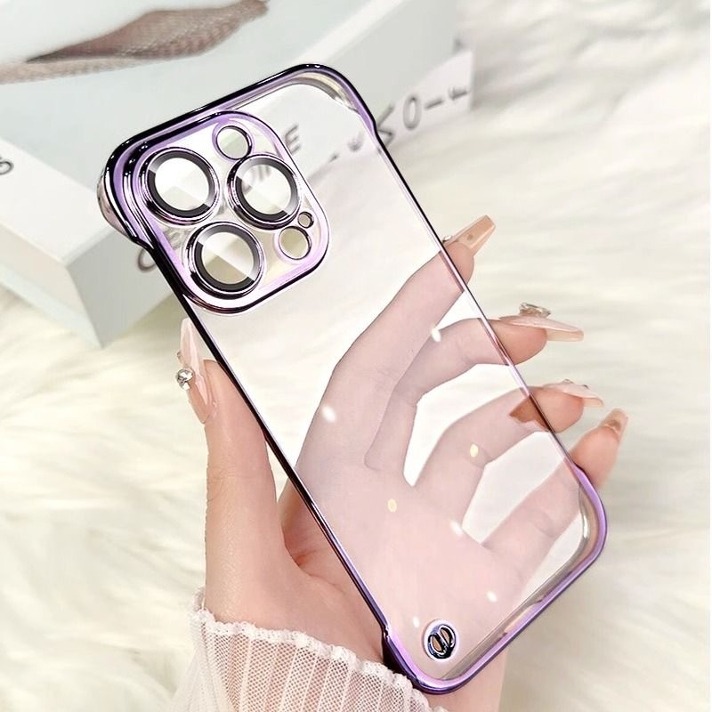 Luxury borderless PC transparent Phone Case iPhone 14 15 Pro Max ...