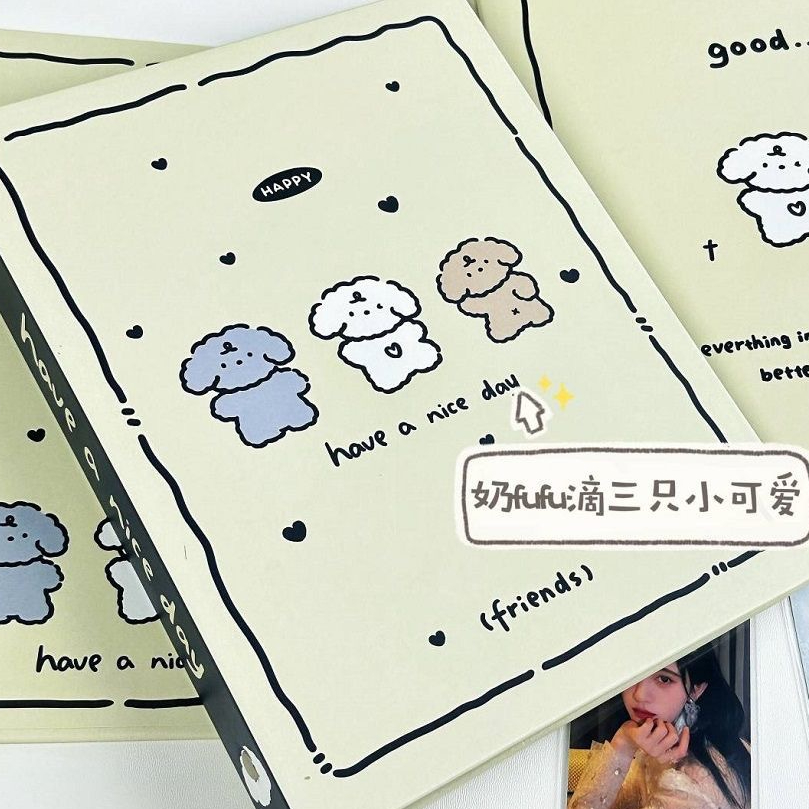 Three Puppy Card Book Hard Shell Book A5 Non-Attribute Card Book 6-Hole ...