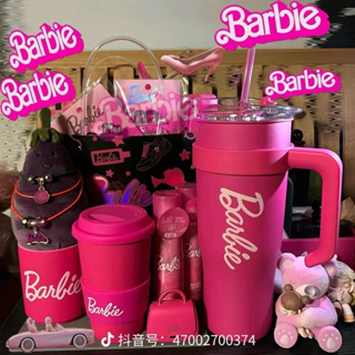 Miniso Barbie Series Pink Barbie Straw Cup Plastic Tumbler