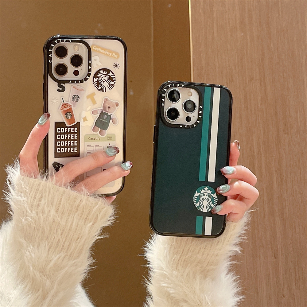 For iPhone 16 15 14 Pro Max Starbucks Coffee Logo Case for iPhone 13 12 Pro  Max Hard PC Back Cover Case iPhone 15 Shockproof Case For iPhone 11 Clear 