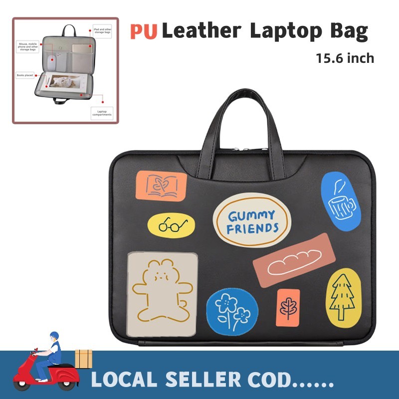 PU Leather Laptop Bag Multilevel savings 15.6 inch Waterproof Laptop