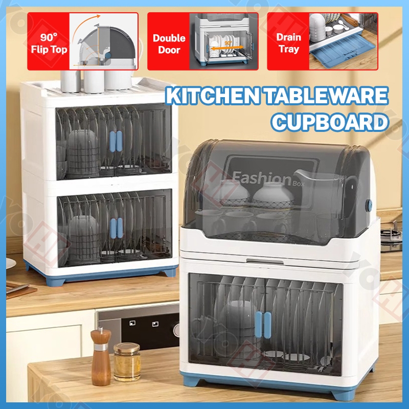 【LOCAL SHIPMENT】Kitchen Dish Rack Wth Cover Dustproof Kitchen Dish ...