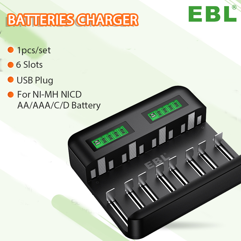 EBL AA AAA C D Cell C D Size Battery Charger For NIMH NICD Rechargeable