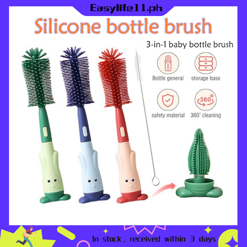 3 in 1 Baby Bottle Brush with Bottle Cleaning Brush, Pacifier Brush and  Straw Brush - Baby Bottle Brush Set for Baby Bottles Water Bottles Cups,  Scrat