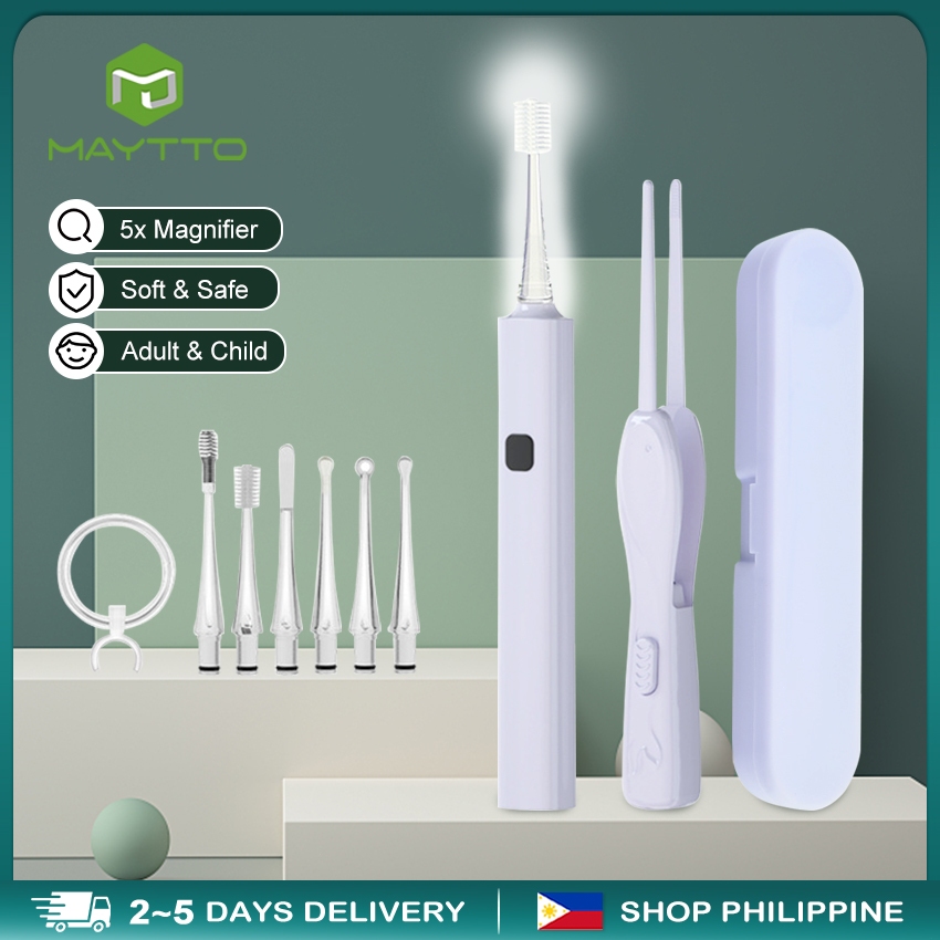 MAYTTO Ear Pick Ear Tweezer LED Ear Spoon Ear Wax Removal Ear Cleaner ...