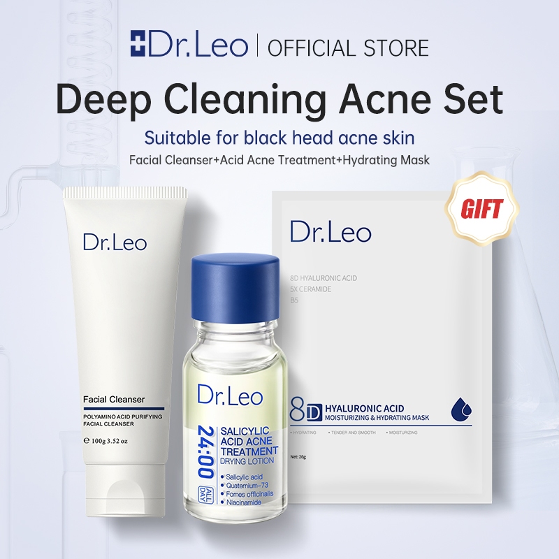 Dr Leo Acne Essence Facial Cleanser Hydrating Mask Anti Acne Cleansing Set Shopee Philippines