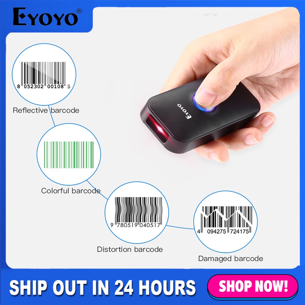 Eyoyo Mini 1D Bluetooth Barcode Scanner, 3-in-1 Wireless Bar Code ...